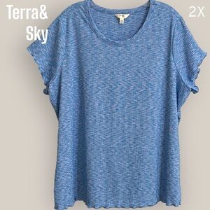 Terra&Sky Blue Heather Tee Sz 2X